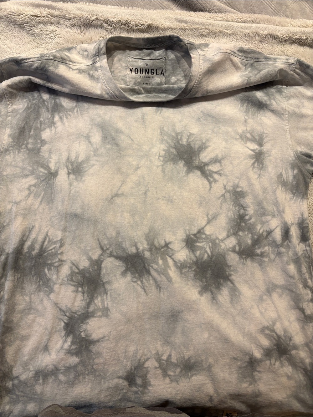 YoungLA Men's Gray Tie-Dye Long Sleeve Crewneck